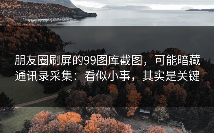 朋友圈刷屏的99图库截图，可能暗藏通讯录采集：看似小事，其实是关键